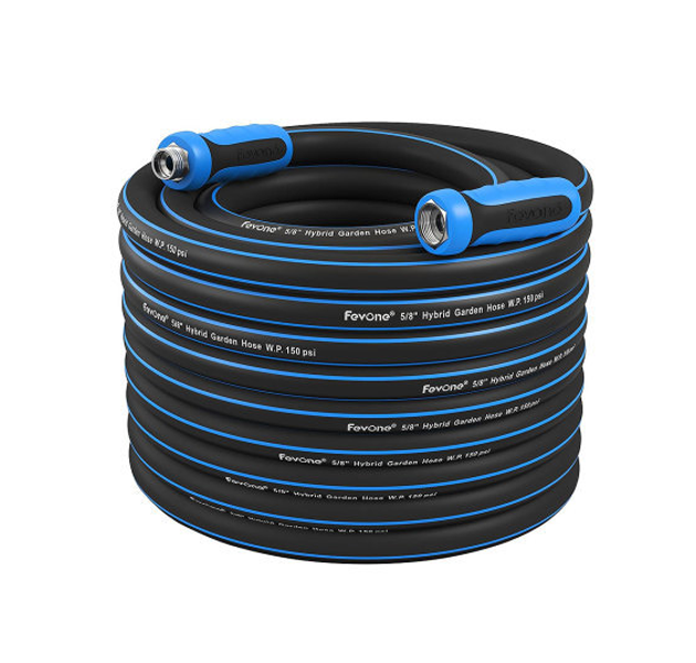 Fevone 80 ft Garden Hose, Lightweight and Flexible, Heavy Duty Water Hose, Hybrid Polymer, Kink Resistance, 3/4' GHT Aluminum Fittings, 5/8' ID, Burst 600 PSI, Drinking Water Safe